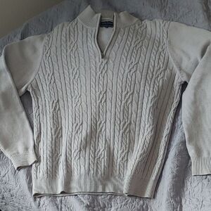 Daniel Hechter Gray Half Zip-Up Cable Knit Sweater Sz XL